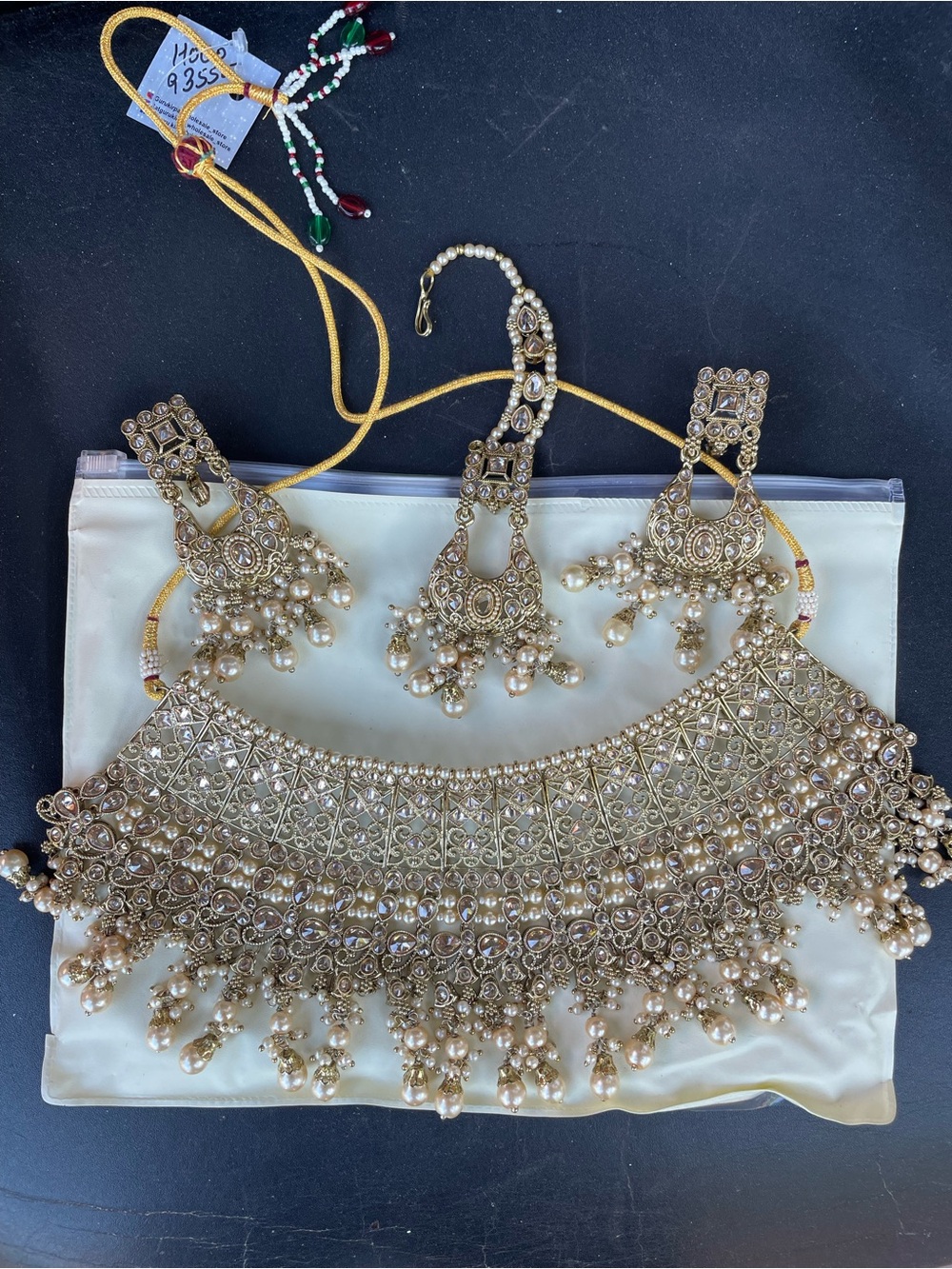 Elegant Gold- Pearl Kundan Bridal Necklace Set - Women Jewelry